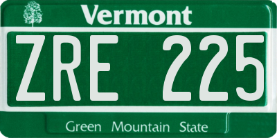 VT license plate ZRE225