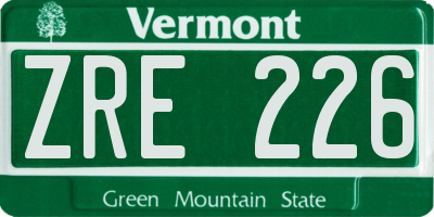 VT license plate ZRE226