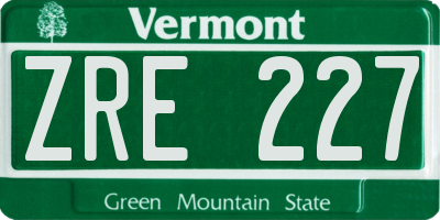 VT license plate ZRE227