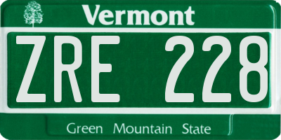 VT license plate ZRE228