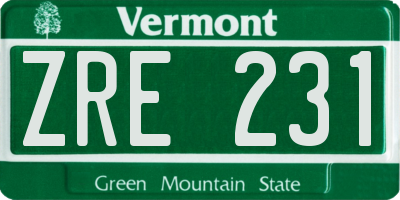 VT license plate ZRE231