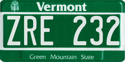 VT license plate ZRE232