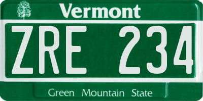VT license plate ZRE234