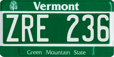 VT license plate ZRE236