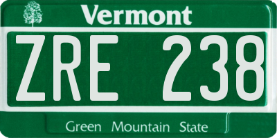 VT license plate ZRE238