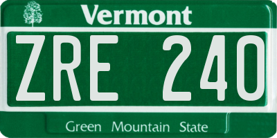 VT license plate ZRE240