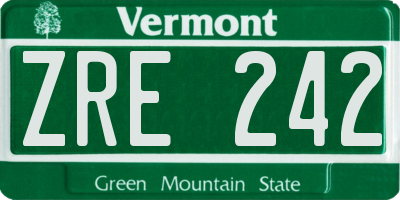 VT license plate ZRE242