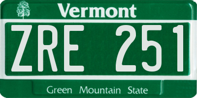 VT license plate ZRE251