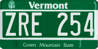 VT license plate ZRE254
