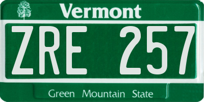 VT license plate ZRE257