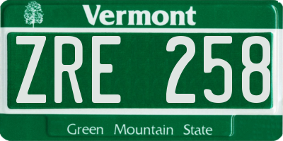 VT license plate ZRE258