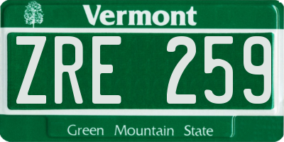 VT license plate ZRE259