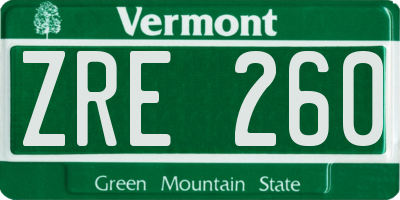 VT license plate ZRE260