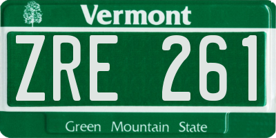 VT license plate ZRE261
