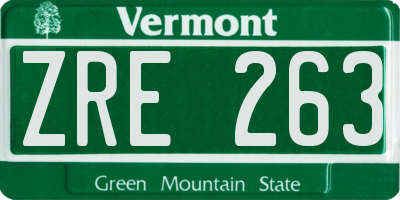 VT license plate ZRE263
