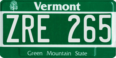 VT license plate ZRE265