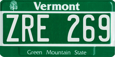 VT license plate ZRE269