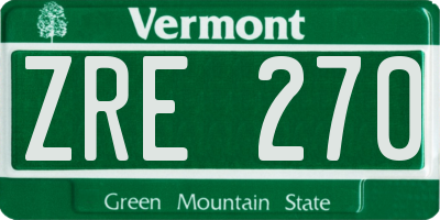 VT license plate ZRE270