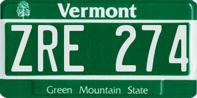 VT license plate ZRE274