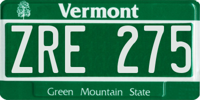 VT license plate ZRE275