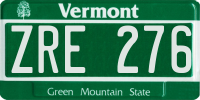VT license plate ZRE276