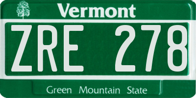 VT license plate ZRE278