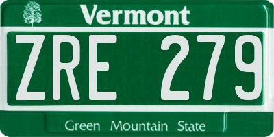 VT license plate ZRE279