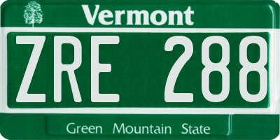 VT license plate ZRE288