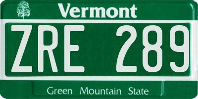 VT license plate ZRE289