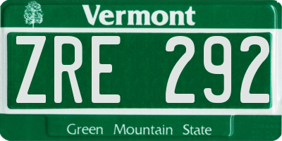 VT license plate ZRE292