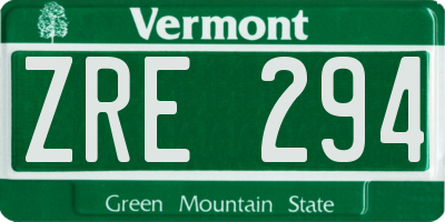 VT license plate ZRE294