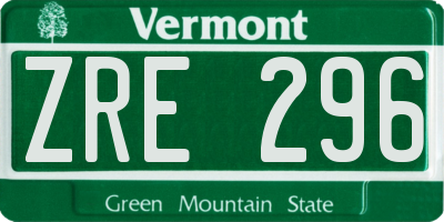 VT license plate ZRE296