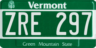 VT license plate ZRE297