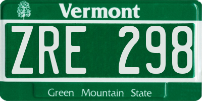 VT license plate ZRE298