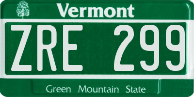 VT license plate ZRE299