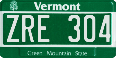 VT license plate ZRE304
