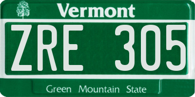 VT license plate ZRE305