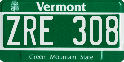 VT license plate ZRE308