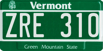 VT license plate ZRE310