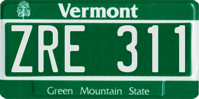 VT license plate ZRE311