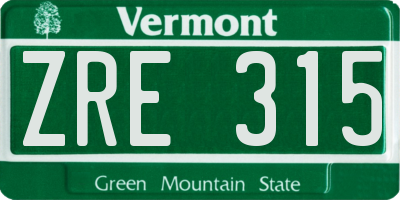 VT license plate ZRE315
