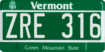 VT license plate ZRE316