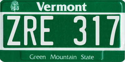 VT license plate ZRE317