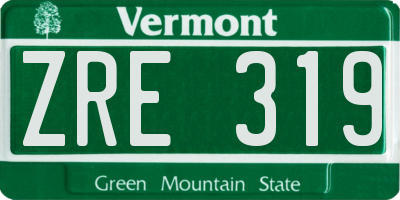 VT license plate ZRE319