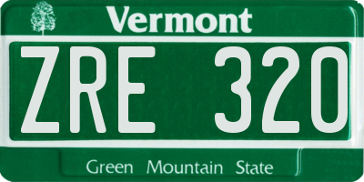 VT license plate ZRE320