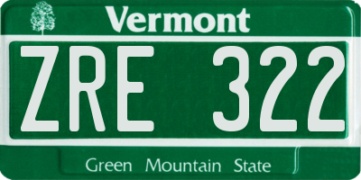 VT license plate ZRE322
