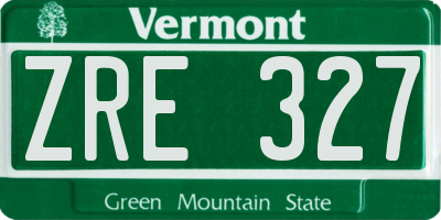 VT license plate ZRE327