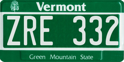 VT license plate ZRE332