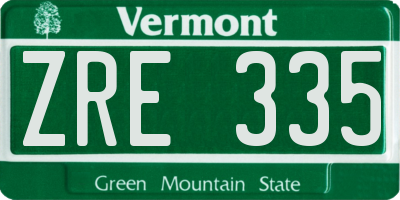 VT license plate ZRE335