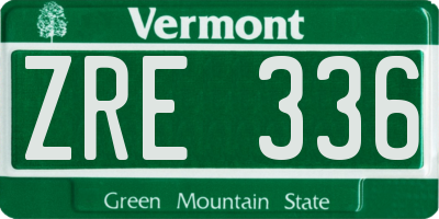 VT license plate ZRE336